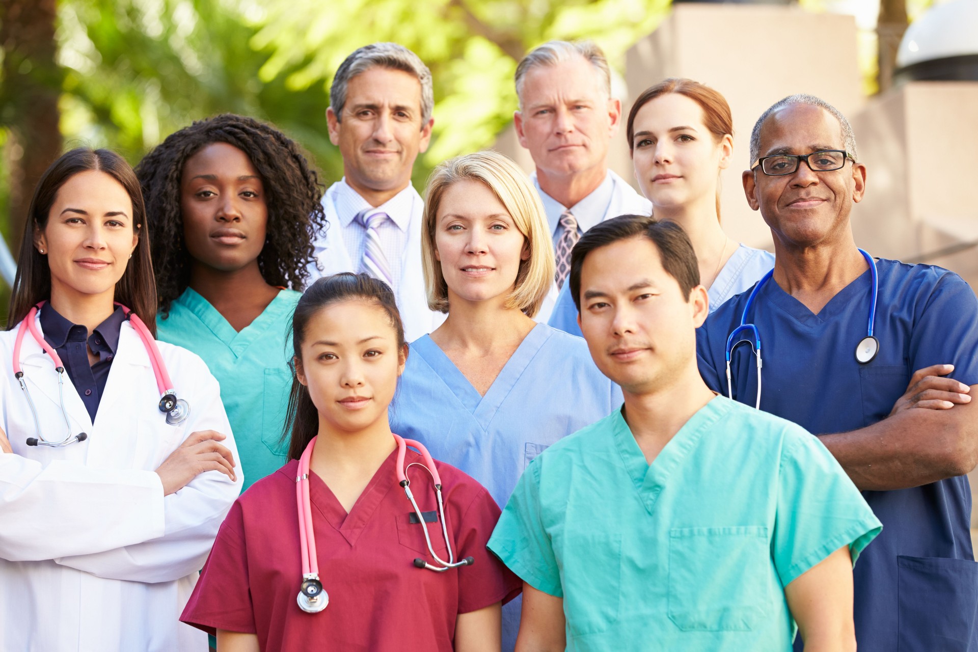 Portrait of 9 medical professionals