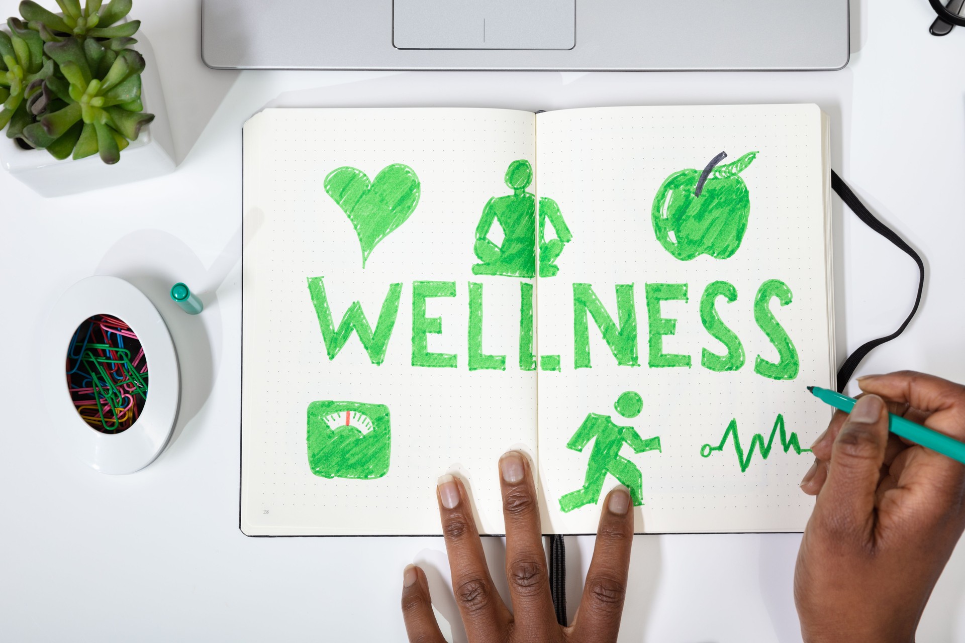 Human Hand Drawing Wellness Concept